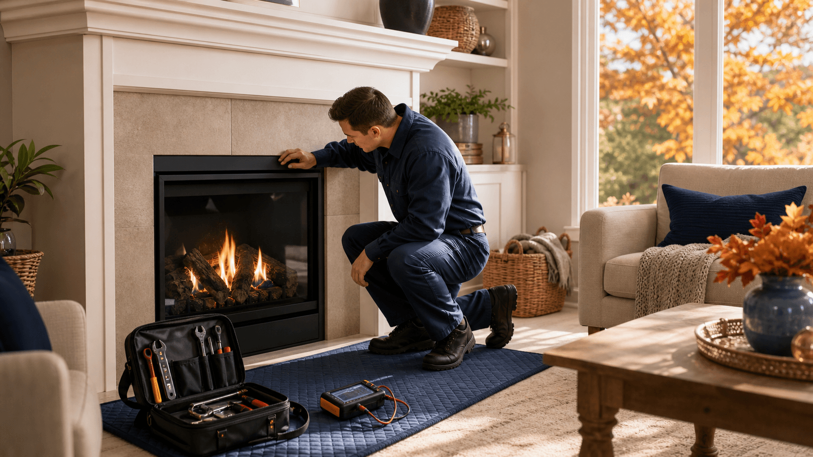 Early Season Gas Fireplace Service in Montgomery Before First Use